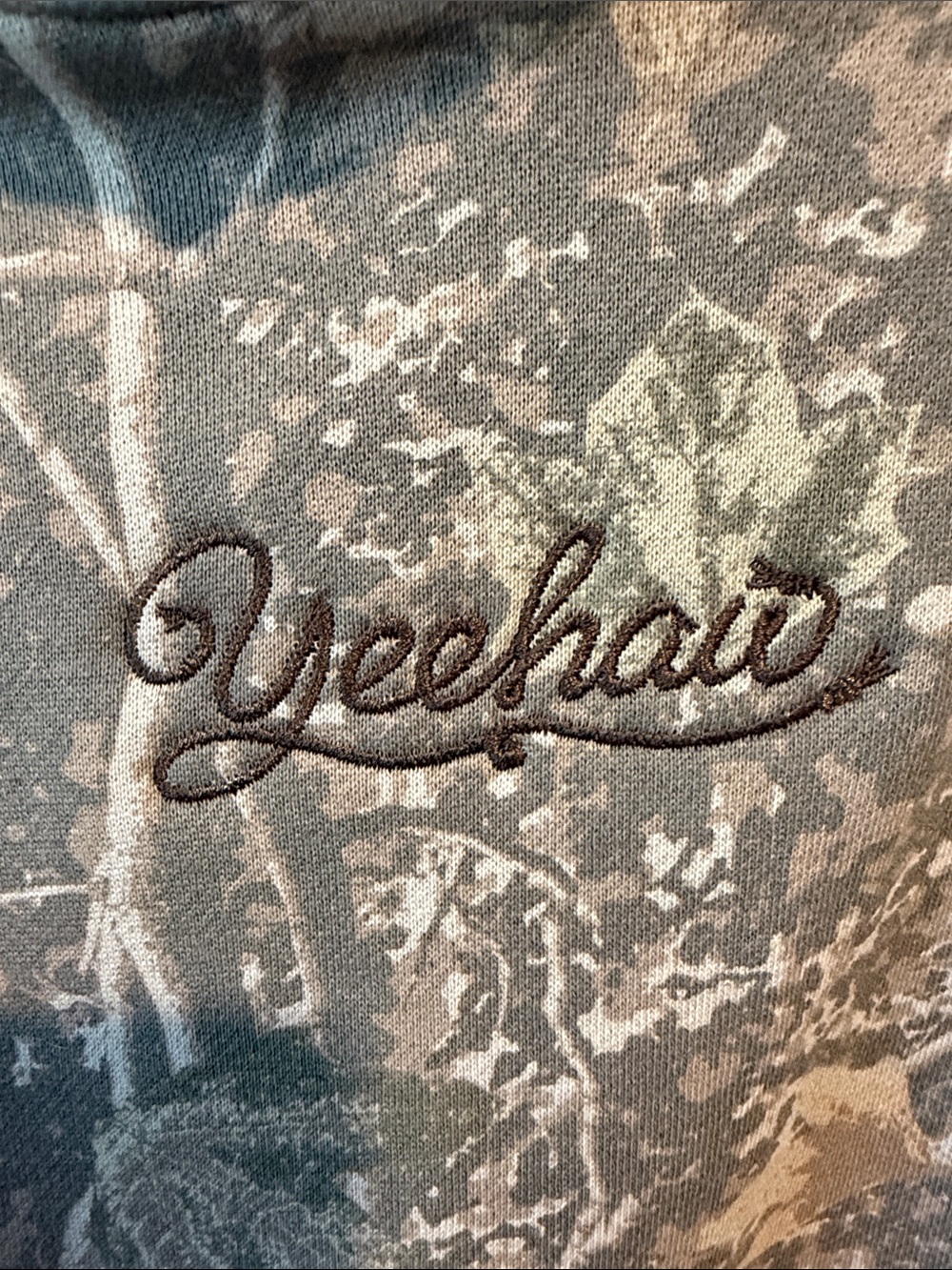 Women's Hooded Camo Sweatshirt - Gray/Cream - Picture 3 of 5